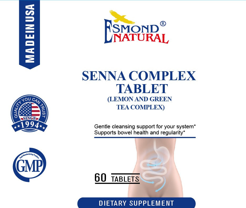 Senna Complex Tablet - Lemon & Green Tea (Bowl Health, Cleansing & Regularity), USA, FDA, GMP, NPAC-620mg, 60 Tablets