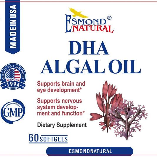 DHA Algal Oil (Made with Onavita Oil. 40% Docosahexaenoic Acid. Supports brain, eye and nervous system), USA, FDA, GMP, NPAC-500mg, 60 Softgels