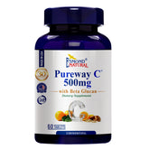 Pureway C with Beta Glucan (500mg with Beta Glucan – Vitamin C Supplement with Citrus Bioflavonoids & Calcium – Immune & Antioxidant Support), USA, FDA, GMP, NPAC-60 Tablets