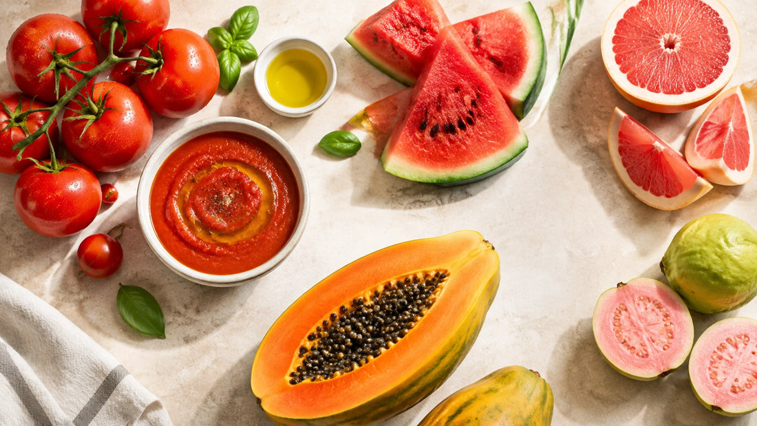 Tomatoes, tomato sauce, watermelon, grapefruit, papaya, and guava as natural sources of lycopene