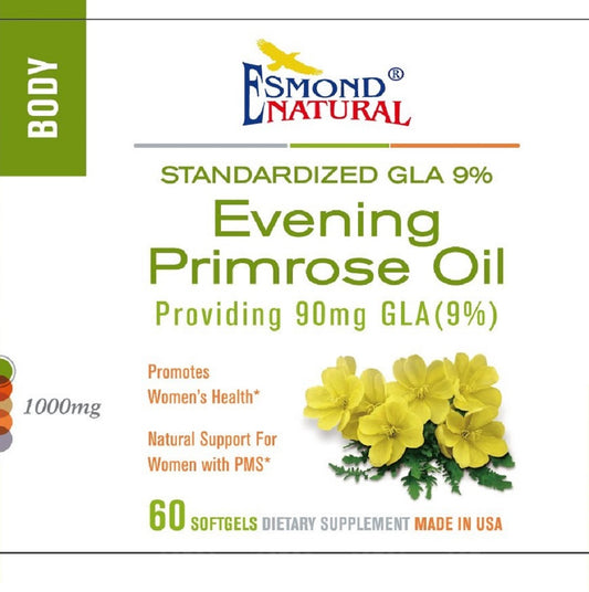 Evening Primrose Oil (Promotes Women Health, Natural Support for Women PMS), USA, FDA, GMP, NPAC-1000mg, 60 Softgels