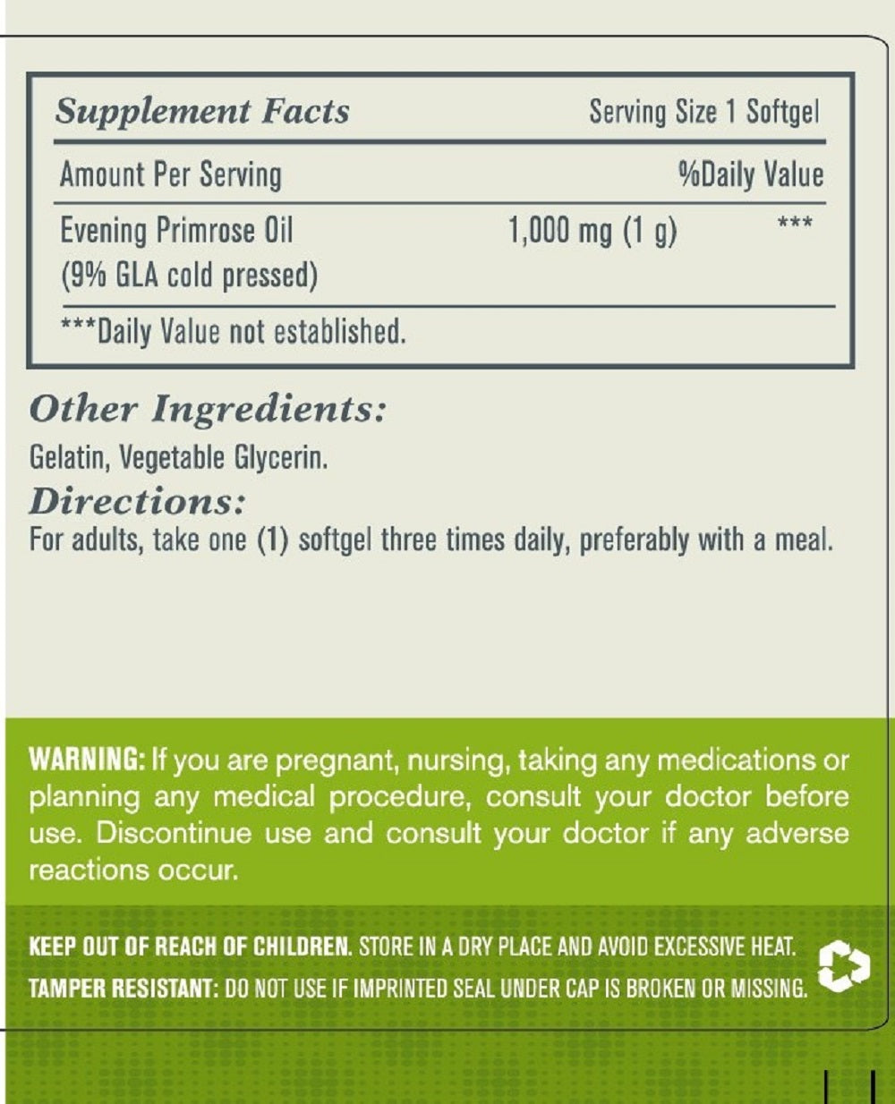 Evening Primrose Oil (Promotes Women Health, Natural Support for Women PMS), USA, FDA, GMP, NPAC-1000mg, 60 Softgels