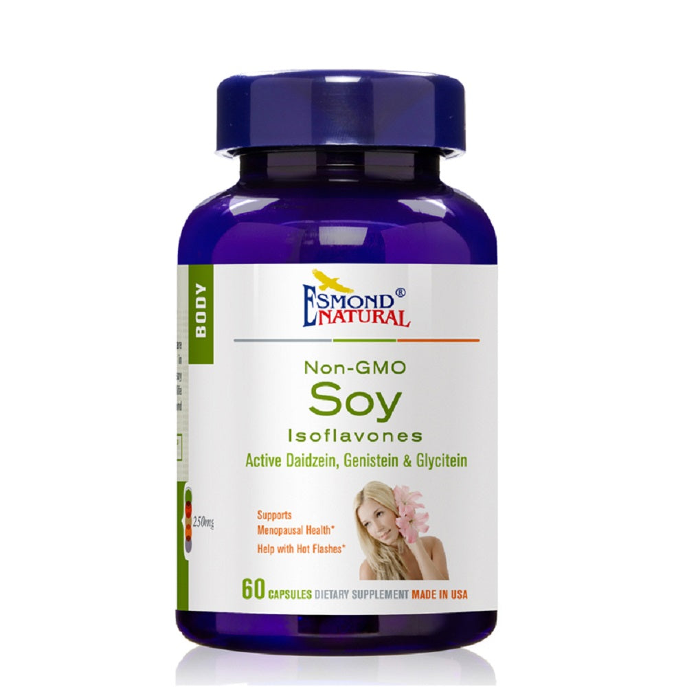 Soy Isoflavones Non-GMO (Supports Menopausal Health & Hot Flashes), USA, FDA, GMP, NPAC-250mg, 60 Capsules