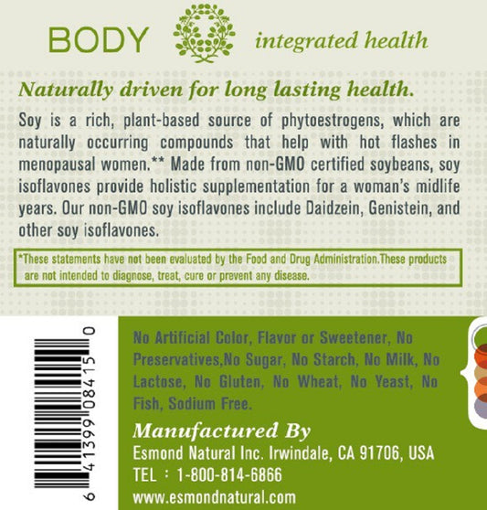 Soy Isoflavones Non-GMO (Supports Menopausal Health & Hot Flashes), USA, FDA, GMP, NPAC-250mg, 60 Capsules
