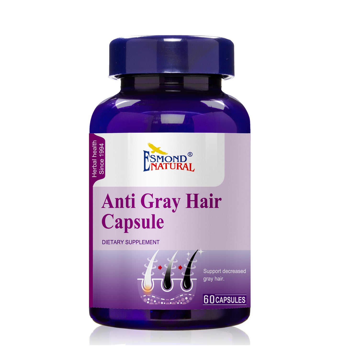 Anti Gray Hair Capsule (Supports in decreasing gray hair. Stimulates healthy hair growth), USA, FDA, GMP, NPAC-60 Capsules