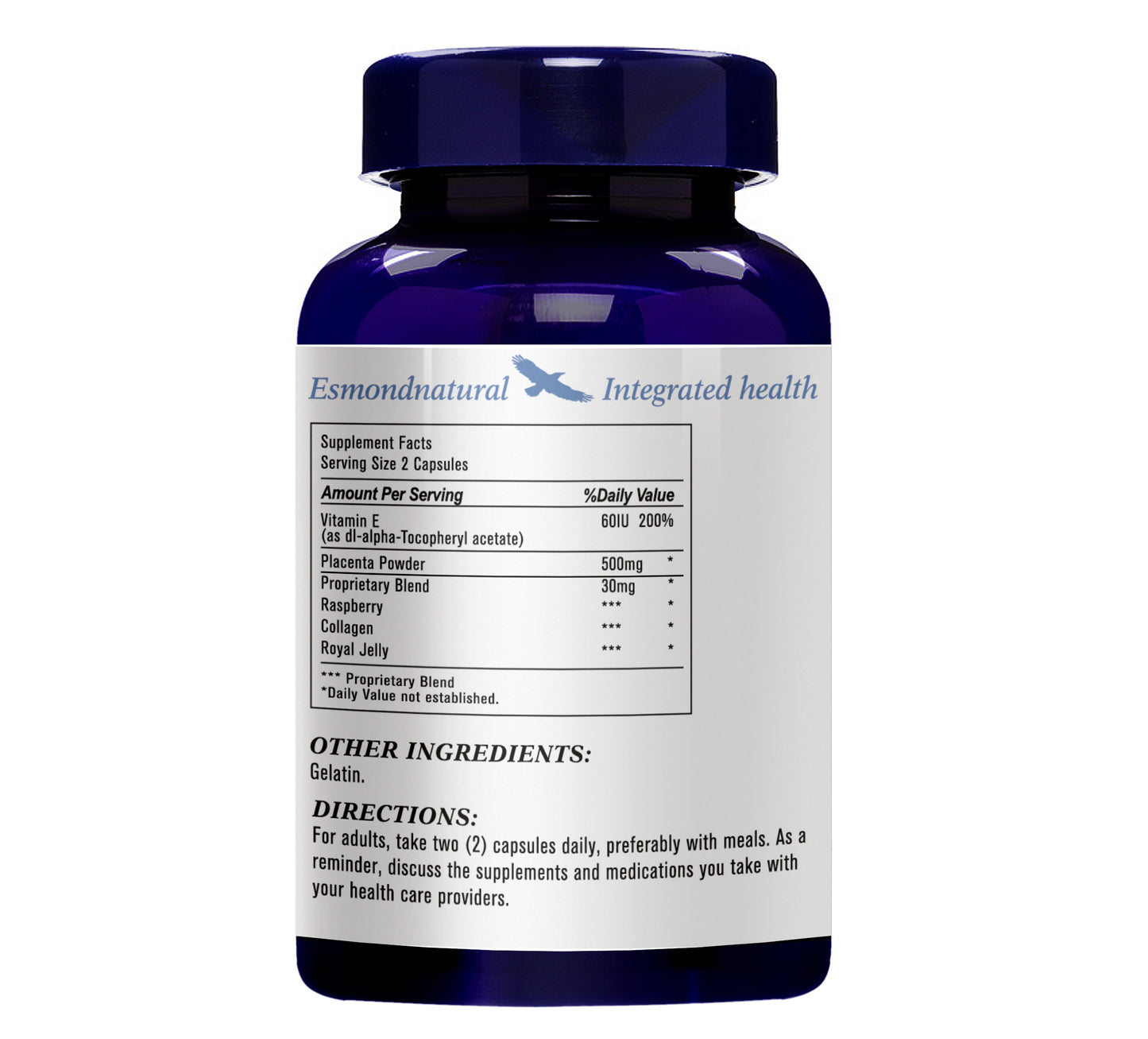 Placenta & Royal Jelly Complex (Supports Anti-Aging of the skin), USA, FDA, GMP, NPAC-500mg, 60 Capsules