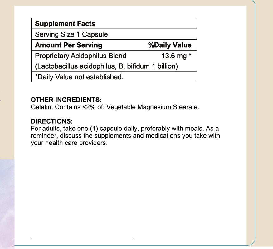 Acidophilus Complex (Supports Gastro-Intestinal Health & Physical Functions), USA, FDA, GMP, NPAC-13.6mg, 60 Capsules