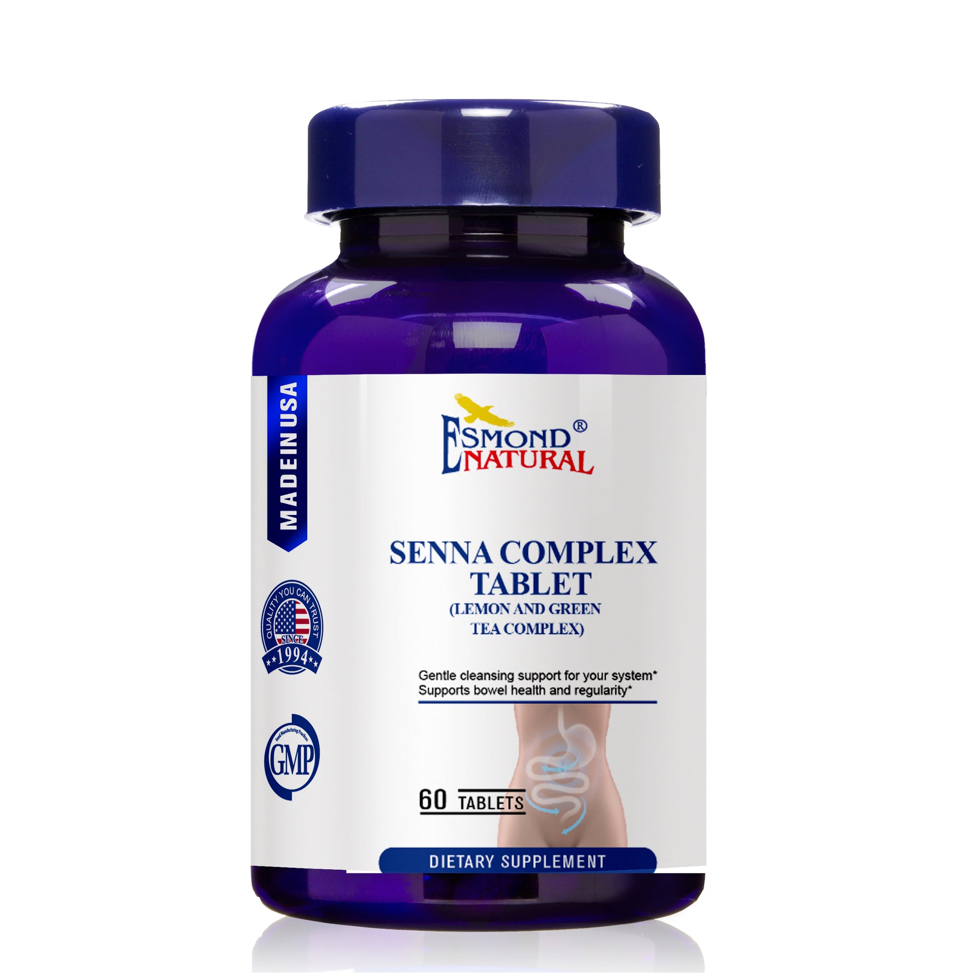 Senna Complex Tablet - Lemon & Green Tea (Bowel Health, Cleansing & Regularity), USA, FDA, GMP, NPAC-709.25mg, 60 Tablets