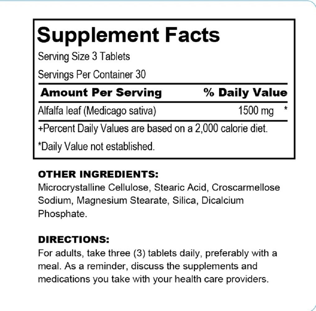 Alfalfa - Celery & Black Cherry (Nourishes Overall Health), USA, FDA, GMP, NPAC-1500mg, 90 Tablets