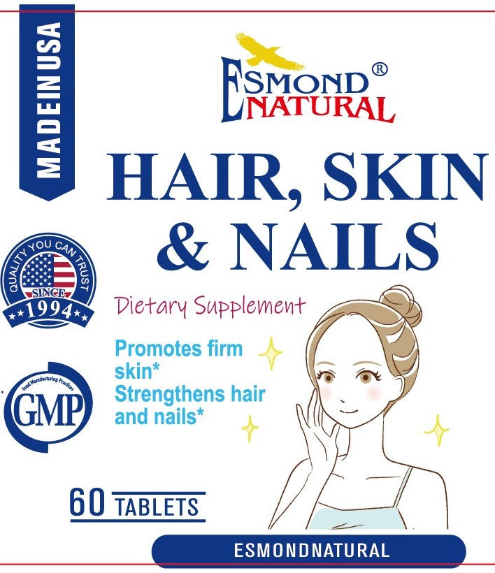Hair, Skin & Nails (Promotes firm skin, Strengthens hair and nails), USA, FDA, GMP, NPAC-60 Tablets