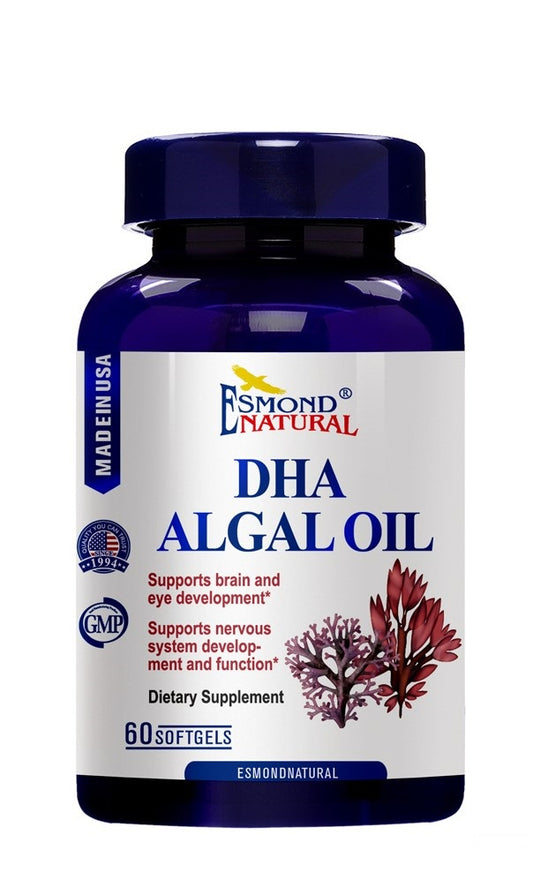 DHA Algal Oil (Made with Onavita Oil. 40% Docosahexaenoic Acid. Supports brain, eye and nervous system), USA, FDA, GMP, NPAC-500mg, 60 Softgels