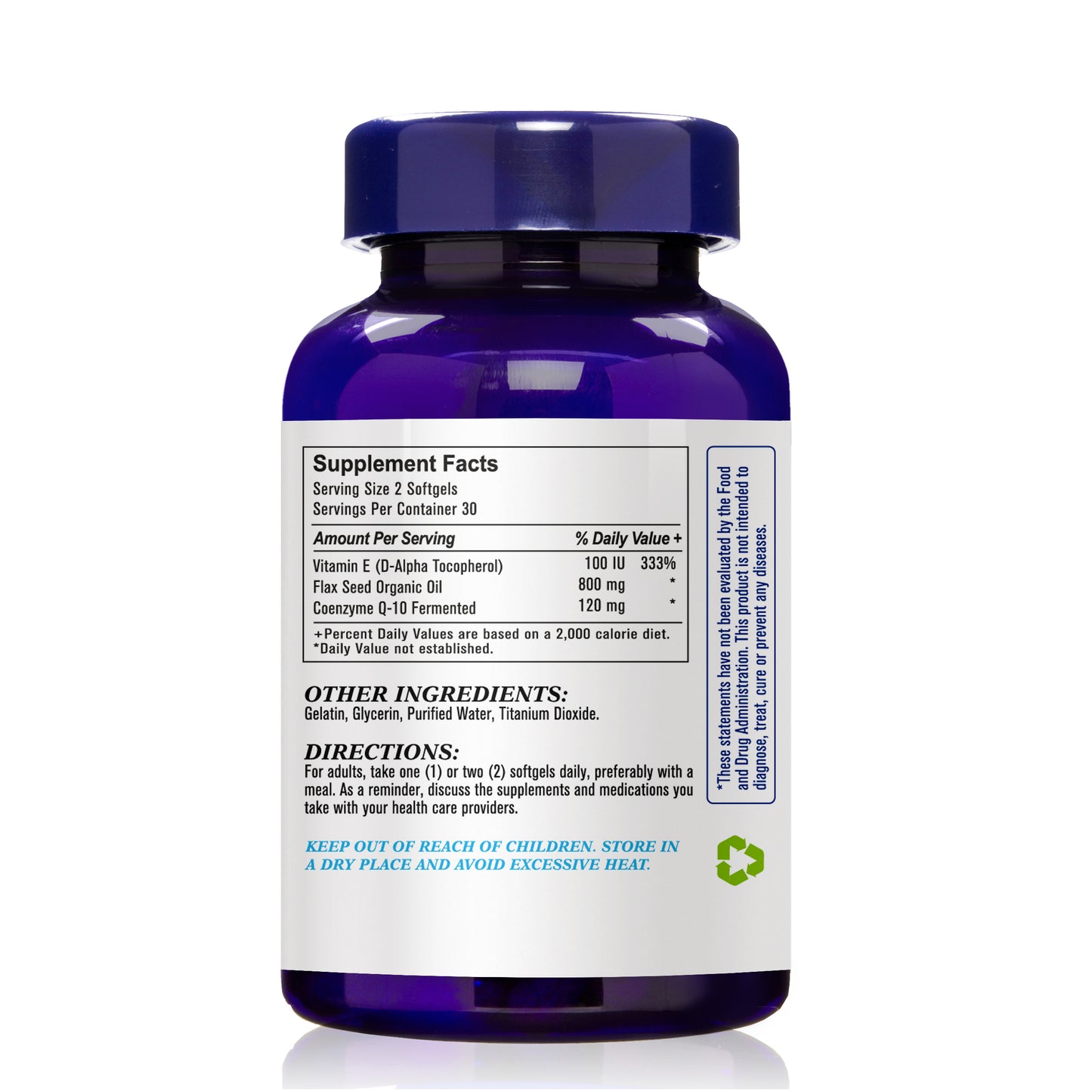 Flaxseed Oil with CO Q-10 (Daily antioxidant and cardiovascular system support), USA, FDA, GMP, NPAC-400mg, 60 Softgels