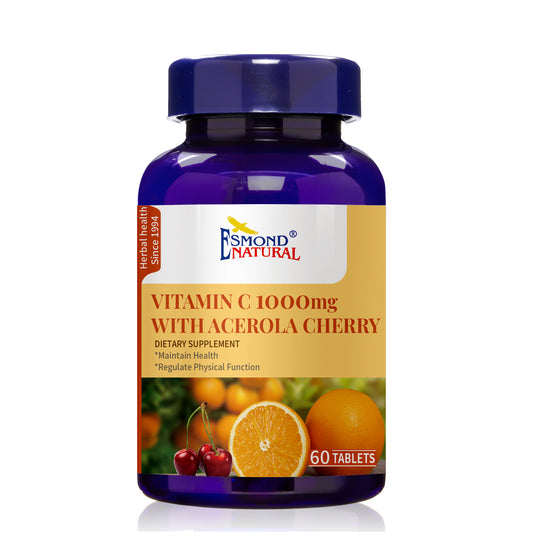 Vitamin C 1000mg with Acerola Cherry (Supports Immune System, Energy Levels, Skin Vitality), USA, FDA, GMP, NPAC-1000mg, 60 Tablets