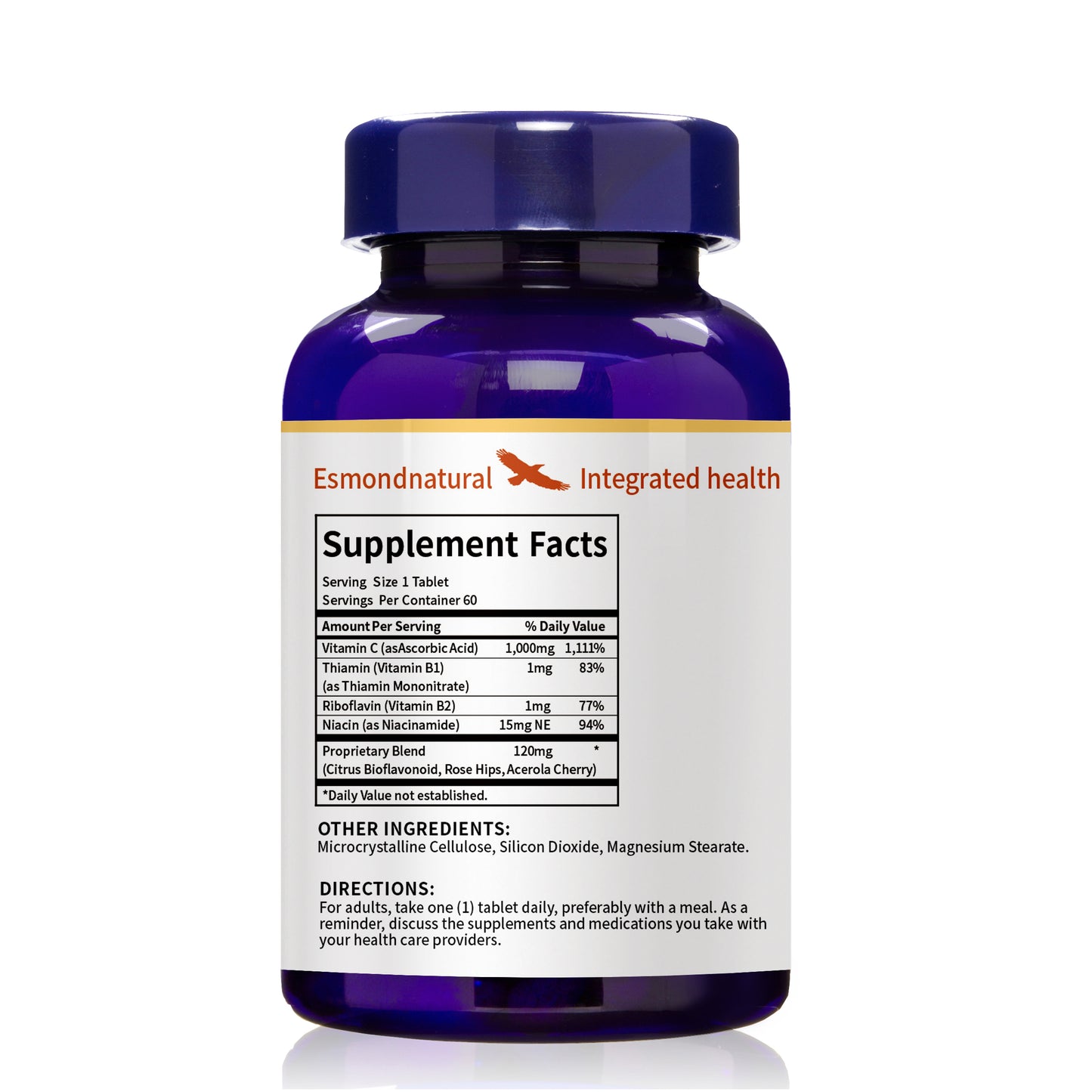 Vitamin C 1000mg with Acerola Cherry (Supports Immune System, Energy Levels, Skin Vitality), USA, FDA, GMP, NPAC-1000mg, 60 Tablets