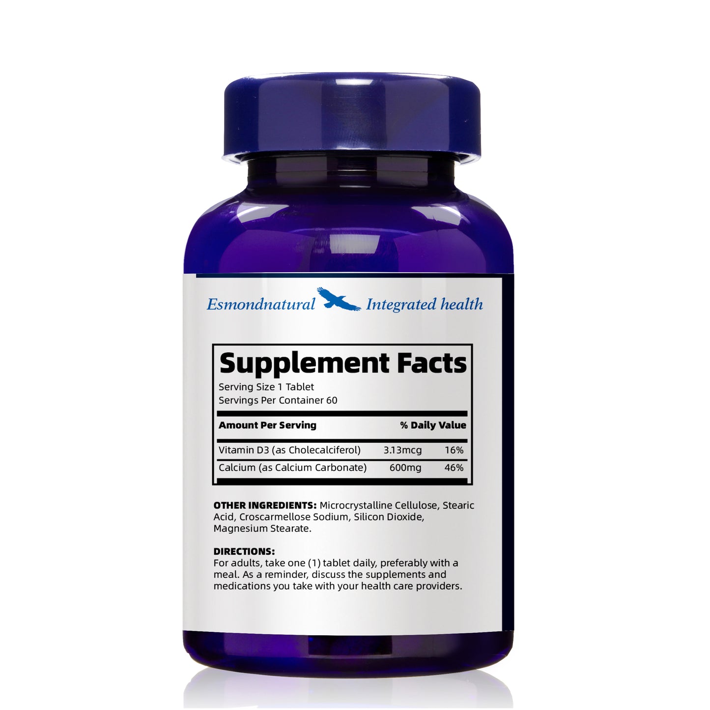 Calcium 600mg and Vitamin D 125IU (Maintain Health, Regulate Physical Function), USA, FDA, GMP, NPAC-60 Tablets