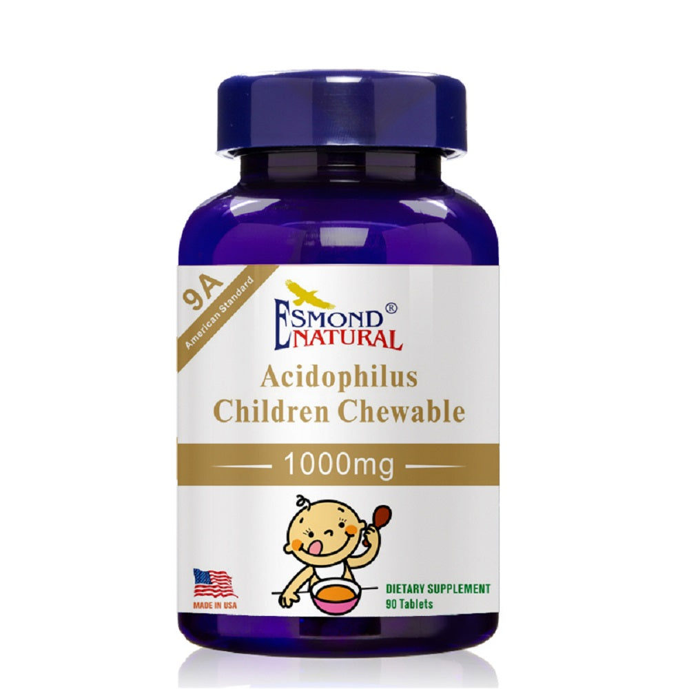 Acidophilus Children Chewable (9A American Standard), USA, FDA, GMP, NPAC-1000mg, 90 Tablets